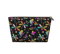 Borsa per trucchi con stampa libellula n. 9018, trousse da viaggio per articoli da toeletta da donna, borsa per il trucco in pelle, borsa per il trucco carina, Oro, Taglia unica