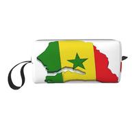 Borsa per trucchi con stampa mappa della bandiera del Senegal, borsa per cosmetici resistente, borsa da viaggio per il trucco, regalo essenziale per donne e uomini, bianco, Taglia unica