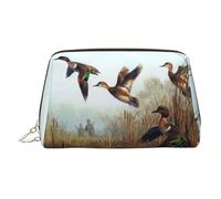 Borsa per trucchi con stampa selvaggia di caccia e volo, borsa per cosmetici, da donna, in pelle PU, con cinturino da polso, borsa da viaggio per articoli da toeletta, Oro, Taglia unica