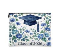 Borsa per trucchi con tappi di laurea, borsa da viaggio per donne e ragazze, organizer portatile in tela con cerniera, borsa da toilette classe 2026, 17,8 x 22,9 cm