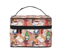 Borsa per trucchi con tazze da tè e libri antichi, graziose borse per cosmetici da donna, borsa da toilette, grande borsa organizer da viaggio per il trucco