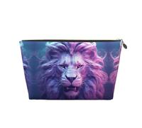 Borsa per trucchi con testa di leone, borsa da viaggio per cosmetici, borsa da trucco da donna, borsa per il trucco in pelle, borsa per il trucco carina, Oro, Taglia unica