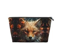 Borsa per trucchi con volpe floreale, borsa da viaggio per cosmetici, borsa da trucco da donna, borsa per il trucco in pelle, borsa per il trucco carina, Argento, Taglia unica