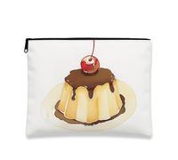 Borsa per trucchi da dessert, borsa artistica da viaggio per cosmetici, budino al cioccolato, per donne, piccola borsa portatile in tela con cerniera, regalo per festival, bianco, 7x9 Inch, Dessert
