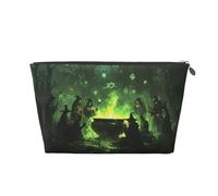 Borsa per trucchi da donna con motivo strega della foresta verde, borsa per cosmetici da viaggio, borsa per il trucco da donna, borsa per il trucco in pelle, graziosa borsa per il trucco, Argento
