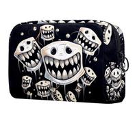 Borsa per trucchi da donna, graziosa borsa per cosmetici a denti piccoli, rossa e blu, leggera, organizer per ragazze, donne e mamme, Multi 8, 18.5x7.5x13cm/7.3x3x5.1in, Art Deco