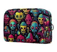 Borsa per trucchi da donna, graziosa borsa per cosmetici, extraterrestri, colorata, leggera, organizer per ragazze, donne e mamme, Multi, 18.5x7.5x13cm/7.3x3x5.1in, Art Deco