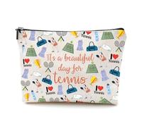 Borsa per trucchi da tennis, regalo per donne, borsa per trucchi con cerniera, borsa per trucchi portatile da donna, per sport, viaggi, borsa cosmetica per tennisti, bianco, Alla moda