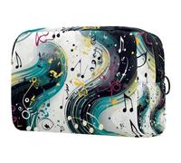 Borsa per trucchi da viaggio, borsa per cosmetici da viaggio, borsa per il trucco, borsa versatile con cerniera per le donne - Stampa note, Multicolore 10, 18.5x7.5x13cm/7.3x3x5.1in, Art Deco