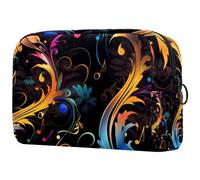 Borsa per trucchi da viaggio, borsa per cosmetici da viaggio, borsa per il trucco, borsa versatile con cerniera per le donne - Stampa note, Multicolore 9, 18.5x7.5x13cm/7.3x3x5.1in, Art Deco