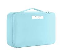 Borsa per trucchi da viaggio [con porta pennelli e custodia staccabile] beauty case borsa per cosmetici organizer per il trucco per donne e ragazze (rosa), Blu