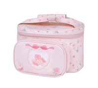 Borsa per trucchi da viaggio floreale, grande capacità, con scomparto per pennelli da trucco, borsa organizer per il trucco da donna, essenziale da viaggio