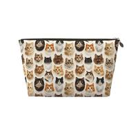 Borsa per trucchi da viaggio - simpatico viso di gatto, 1 stampa, borsa da cultura in pelle per uomo e donna, borsa organizer per portafoglio con cerniera