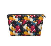 Borsa per trucchi da viaggio - stampa astratta batik color, borsa da cultura in pelle per uomo e donna, borsa organizer per portafoglio con cerniera