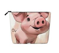 Borsa per trucchi da viaggio stampata a forma di maialino in finto lino, impermeabile, organizer per cosmetici per donne