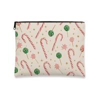 Borsa per trucchi e caramelle, borsa da viaggio per cosmetici da donna, organizer portatile in tela con cerniera, borsa da toilette per la cura della pelle delle vacanze, Crema, 7x9 Inch, Candy