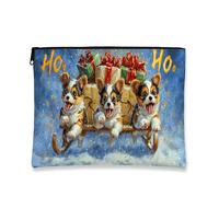 Borsa per trucchi fantasiosa, con simpatici cani in slitta, borsa da viaggio per donne, piccola borsa portatile con cerniera, borsa da toilette per la cura della pelle delle vacanze, Blu, 7x9 Inch