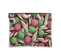 Borsa per trucchi festiva, borsa colorata da viaggio per cosmetici, da donna, piccola organizer portatile con cerniera, borsa da toilette natalizia per la cura della pelle, Verde, 7x9 Inch, Candy