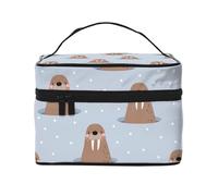 Borsa per trucchi giocosa con tricheco e meraviglie di tricheco, graziose borse per cosmetici da donna, borsa da toeletta, grande borsa organizer da viaggio per