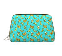 Borsa per trucchi grande in pelle con motivo banane, borsa per cosmetici con cerniera, organizer per cosmetici da viaggio per donne e ragazze