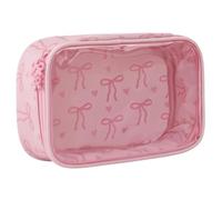 Borsa per trucchi impermeabile con fiocco trasparente, organizer per cosmetici da 8, 4x3x5, 6 pollici per viaggi, articoli da toeletta e spazzole, custodia trasparente per donne e ragazze, custodi