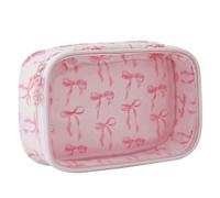 Borsa per trucchi impermeabile con fiocco trasparente, organizer per cosmetici da 8, 4x3x5, 6 pollici per viaggi, articoli da toeletta e spazzole, custodia trasparente per donne e ragazze, custodi