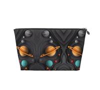 Borsa per trucchi in carta con sistema solare, borsa per cosmetici da viaggio borsa per trucco da donna, borsa per trucco in pelle, borsa per trucco carina, Argento, Taglia unica