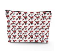 Borsa per trucchi in lino a tema circo, da donna, con personaggi del circo vintage, Acrobata, borsa da toilette da viaggio, impermeabile, borsa per il trucco per borsa, rosa, 17,8 x 22,9 cm, Rosso
