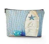 Borsa per trucchi in lino a tema circo, da donna, con personaggi del circo vintage, Acrobata, borsa da toilette da viaggio, impermeabile, borsa per il trucco per borsa, rosa, 17,8 x 22,9 cm, Blu_33,