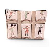 Borsa per trucchi in lino a tema circo, da donna, con personaggi del circo vintage, Acrobata, borsa da toilette da viaggio, impermeabile, borsa per il trucco per borsa, rosa, 17,8 x 22,9 cm, Rosa_7,