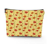 Borsa per trucchi in lino a tema circo, da donna, con personaggi del circo vintage, Acrobata, borsa da toilette da viaggio, impermeabile, borsa per il trucco per borsa, rosa, 17,8 x 22,9 cm, Giallo