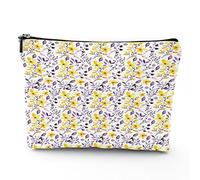 Borsa per trucchi in lino a tema circo, da donna, con personaggi del circo vintage, Acrobata, borsa da toilette da viaggio, impermeabile, borsa per il trucco per borsa, rosa, 17,8 x 22,9 cm, Giallo