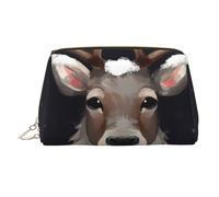 Borsa per trucchi in pelle con gufo volante, borsa da viaggio di grande capacità, borsa per articoli da toeletta a doppio scopo e trousse, Renna, Taglia unica, Zaino per la scuola