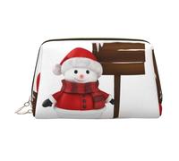 Borsa per trucchi in pelle con pupazzo di neve con segno di neve, borsa da viaggio organizer da toilette