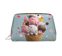 Borsa per trucchi in pelle con squalo nel mare, borsa da viaggio di grande capacità, borsa per articoli da toeletta a doppio scopo e borsa per il trucco, Gelato Dolce, Taglia unica, Zaino per la