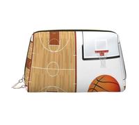 Borsa per trucchi in pelle con tabellone da basket, borsa per cosmetici, organizer da viaggio per articoli da toeletta