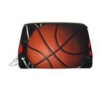 Borsa per trucchi in pelle dorata, borsa da viaggio con stampa di basket, organizer portatile per articoli da toeletta, custodia con cerniera per uso quotidiano, Oro, Taglia unica