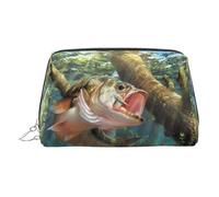 Borsa per trucchi in pelle dorata, con stampa di pesci che nuotano, borsa da viaggio per cosmetici, organizer portatile per articoli da toeletta, custodia con cerniera per uso quotidiano, Argento