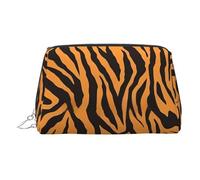 Borsa per trucchi in pelle dorata - leopardo tigre arancione (1) borse cosmetiche da viaggio con stampa, organizer portatile per articoli da toeletta, custodia con cerniera per uso quotidiano, Argento