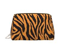 Borsa per trucchi in pelle dorata - leopardo tigre arancione (1) borse cosmetiche da viaggio con stampa, organizer portatile per articoli da toeletta, custodia con cerniera per uso quotidiano, Oro
