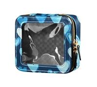 Borsa per trucchi in pelle trasparente con scritta "Valentine" e scritta "Love", con cerniera, per viaggi