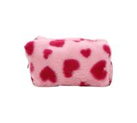 Borsa per trucchi in peluche a forma di cuore, piccola borsa per cosmetici da donna, morbida borsa da toeletta, organizer con cerniera per rossetto, pennelli, profumo, custodia da viaggio rosa, verde