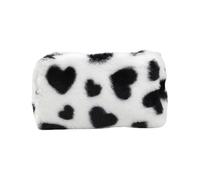 Borsa per trucchi in peluche a forma di cuore, piccola borsa per cosmetici da donna, morbida borsa da toeletta, organizer con cerniera per rossetto, pennelli, profumo, custodia da viaggio rosa, verde
