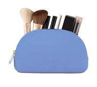Borsa per trucchi in silicone - Borsa portatile per il trucco, grande capacità, sacchetto cosmetico riutilizzabile, borsa da viaggio compatta, sacchetto impermeabile, e morbido, blu, vedi