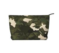 Borsa per trucchi in velluto a coste mimetico militare con cerniera, astuccio per cosmetici, per viaggi, articoli da toeletta e uso quotidiano