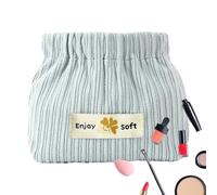 Borsa Per Trucchi In Velluto A Coste - Piccola Custodia Morbida Per Cosmetici, Organizer Portatile Con Apertura Elastica, Borsa Da Viaggio | Conservazione Alla Per Forcine, Fasce Per Capelli, Gio