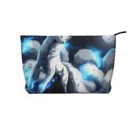 Borsa per trucchi in velluto a coste stampata con uomo sulla tastiera, organizer portatile per articoli da toeletta per viaggi, oggetti essenziali quotidiani, donne e ragazze, Magia Volpe Blu, One