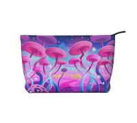 Borsa per trucchi in velluto a coste stampata con uomo sulla tastiera, organizer portatile per articoli da toeletta per viaggi, oggetti essenziali quotidiani, donne e ragazze, Funghi magici, One Size
