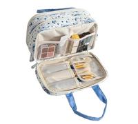 Borsa per trucchi multiscomparto con pratica maniglia e borsa per cosmetici resistente all'usura per un'efficiente routine bellezza Borsa da toilette resistente all'usura