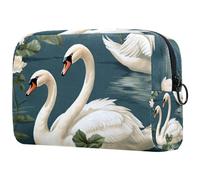 Borsa per trucchi per borsa, borsa cosmetica da viaggio, borsa per il trucco, borsa portatile versatile con cerniera per le donne - stampa carina con cigno, Multicolore 5, 18.5x7.5x13cm/7.3x3x5.1in,